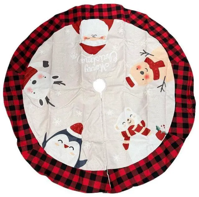 Alt view image 6 of 7 - Vintage Christmas Tree Skirt Christmas Decorations - Red Vintage Style Xmas Tree