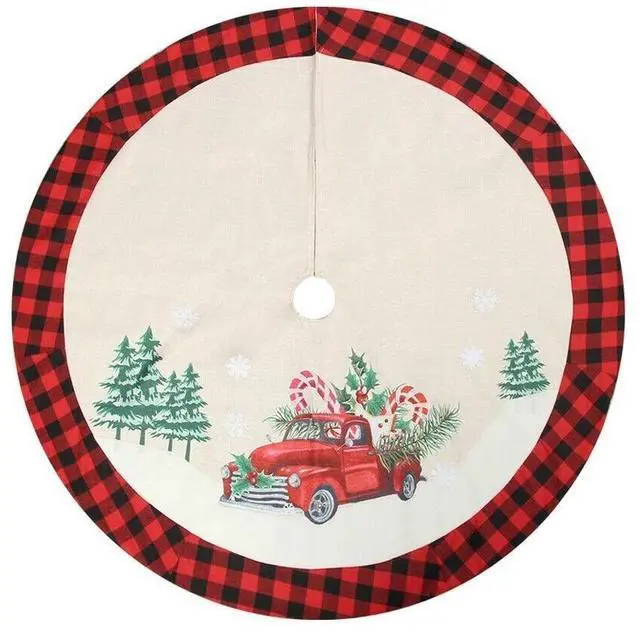 Main image of Vintage Christmas Tree Skirt Christmas Decorations - Red Vintage Style Xmas Tree