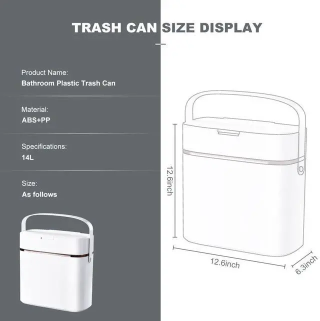 Alt view image 6 of 7 - Idealforce 3.6 Gallon Slim Bedroom Trash Can with Lid | Narrow Small Bathroom & Office Wastebasket Garbage Bin | Stainless Steel & Plastic Modern Design for Kitchen, Dorm, Vanity