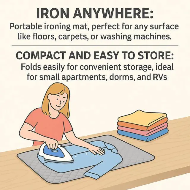 Alt view image 3 of 4 - Idealforce Magnetic Ironing Board Mat - Quilted Heat Resistant Pad for Travel, Portable Tabletop Ironing Surface, Mini Iron Anywhere for Clothes, Bed, Desk, Wrinkle Remover, Foldable