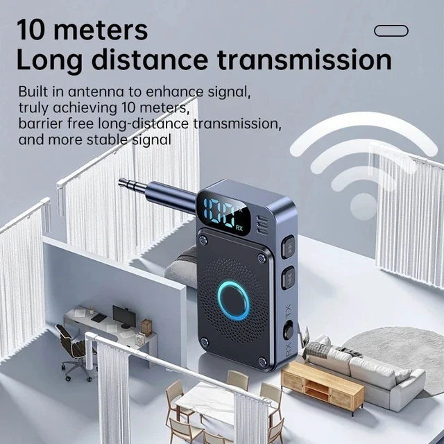 Alt view image 7 of 7 - Bluetooth Transmitter Call Music 3.5mm AUX Stereo Adapter for Car Headphone iPod