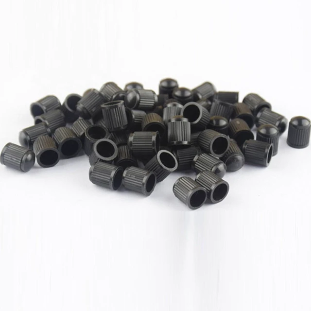 Alt view image 2 of 6 - Idealforce 100 Pcs Black Plastic Car Motor Tire Valve Stem Caps, Universal Wheel Rim Tyre Air Dust Protective Covers