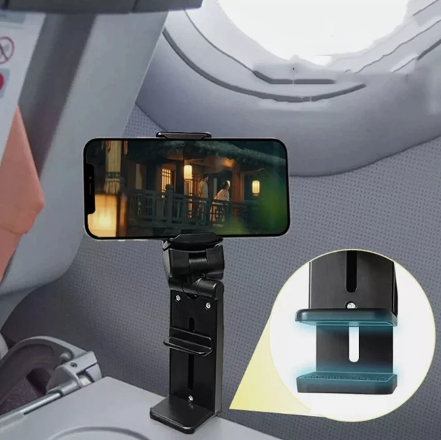 Alt view image 7 of 7 - Idealforce Universal Travel Phone Holder, 360° Rotation Airplane Phone Mount for Luggage Handle, Desktop, Selfie, Travel Essentials for Flying