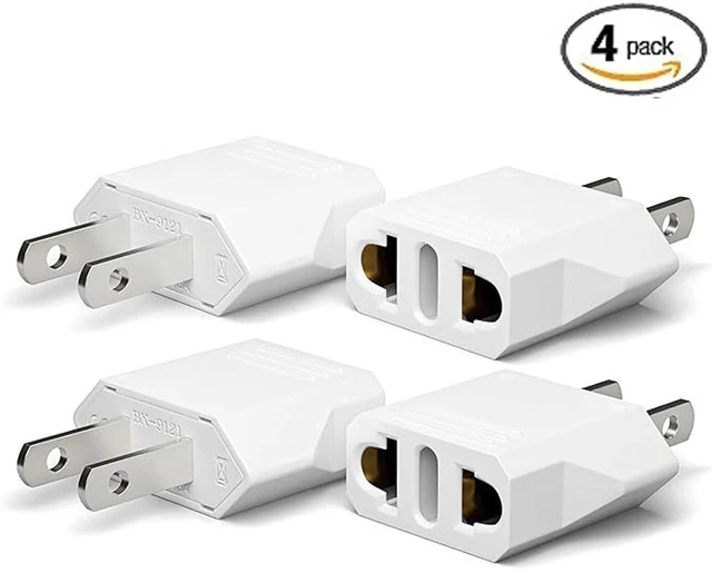 Main image of Idealforce 4-Pack EU Europe to US USA Travel Plug Adapter, Euro Power Jack Wall Plug Converter, White Portable Travel Power Connector for European to American Socket Conversion
