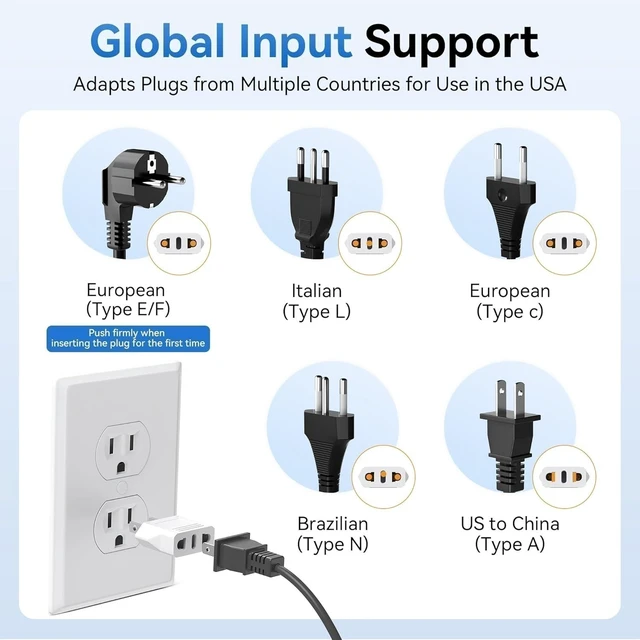 Alt view image 2 of 7 - Idealforce 4-Pack EU Europe to US USA Travel Plug Adapter, Euro Power Jack Wall Plug Converter, White Portable Travel Power Connector for European to American Socket Conversion
