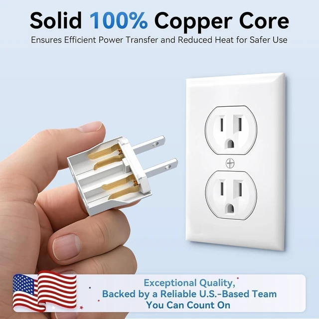 Alt view image 3 of 7 - Idealforce 4-Pack EU Europe to US USA Travel Plug Adapter, Euro Power Jack Wall Plug Converter, White Portable Travel Power Connector for European to American Socket Conversion