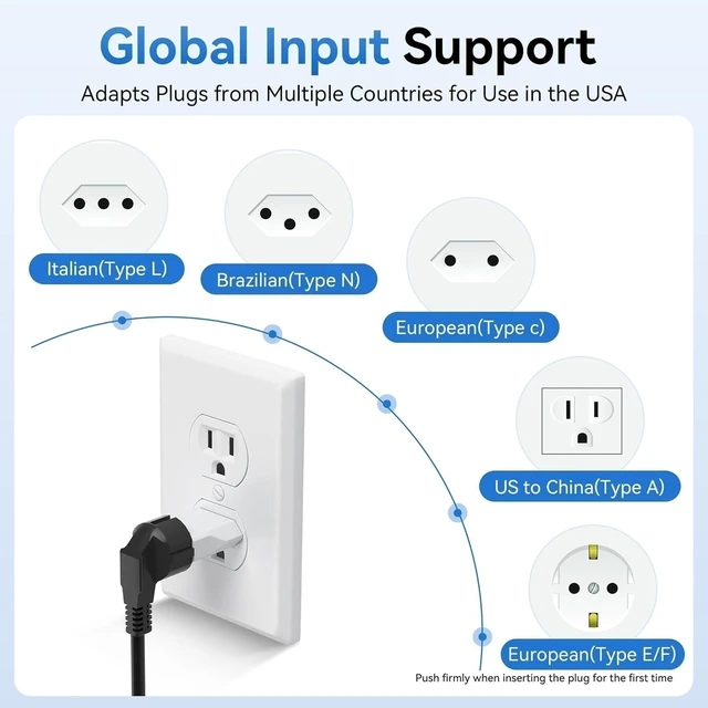 Alt view image 4 of 7 - Idealforce 4-Pack EU Europe to US USA Travel Plug Adapter, Euro Power Jack Wall Plug Converter, White Portable Travel Power Connector for European to American Socket Conversion