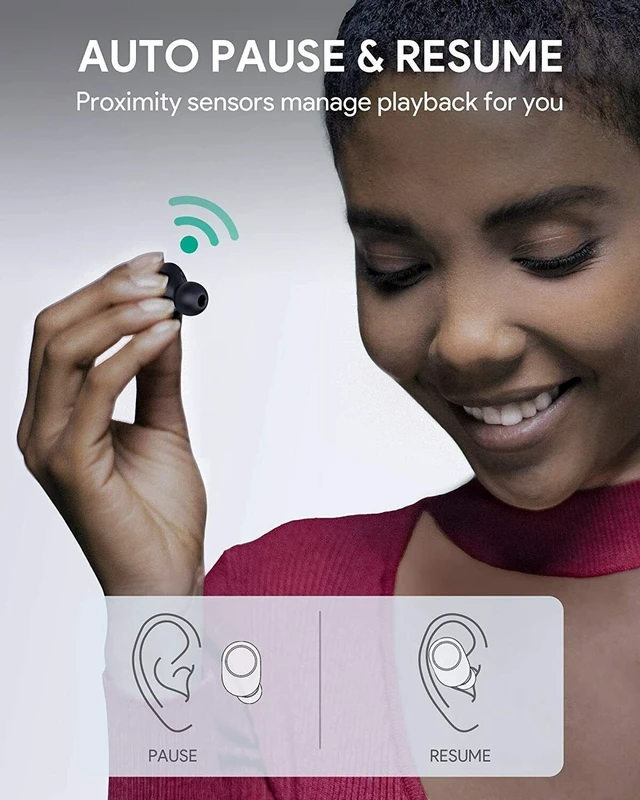 Alt view image 2 of 6 - Idealforce EP-T31 True Wireless Bluetooth 5.0 Earbuds, Black In-Ear Headphones with Wireless Charging, Smart In-ear Detection, Up to 30H Playtime, US Stock