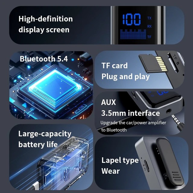 Alt view image 3 of 6 - Idealforce 2-in-1 Wireless Bluetooth 5.4 Transmitter Receiver Audio Adapter, 3.5mm AUX Jack Wireless Audio Converter for TV, Speaker, Headphone and Home Stereo System