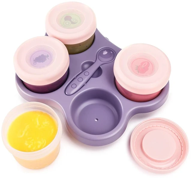 Main image of Idealforce 4 Pack 4oz Reusable Baby Food Storage Containers with Airtight Lids, Toddler Divided Serving Bowls, Multi-Purpose Food Boxes for Daycare, Travel, Daily Baby Feeding & Home Use