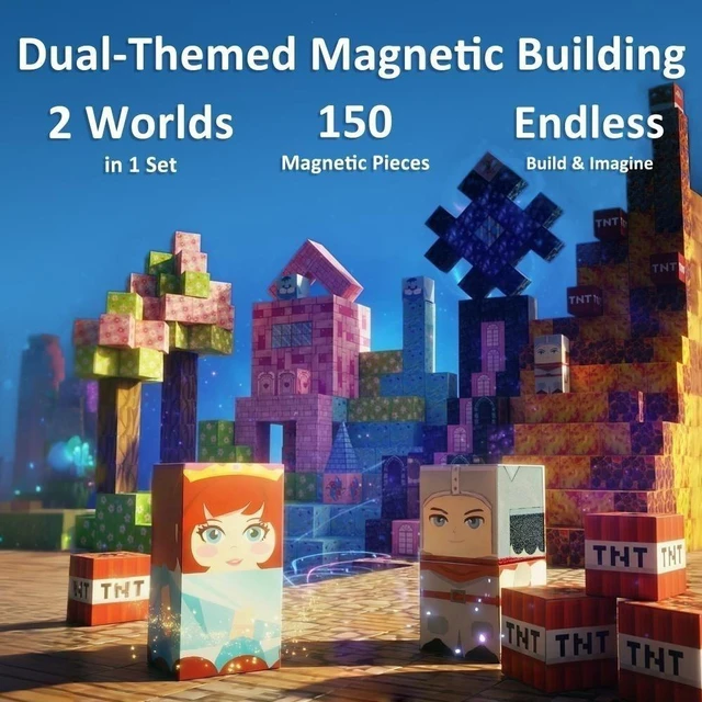 Alt view image 7 of 7 - Idealforce 150PCS Magnetic Building Blocks Set, 3D STEM Educational Construction Stacking Toy, Castle & Forest Building Kit, Creative Learning Gift for Boys and Girls Ages 3-10 Years Oldrls
