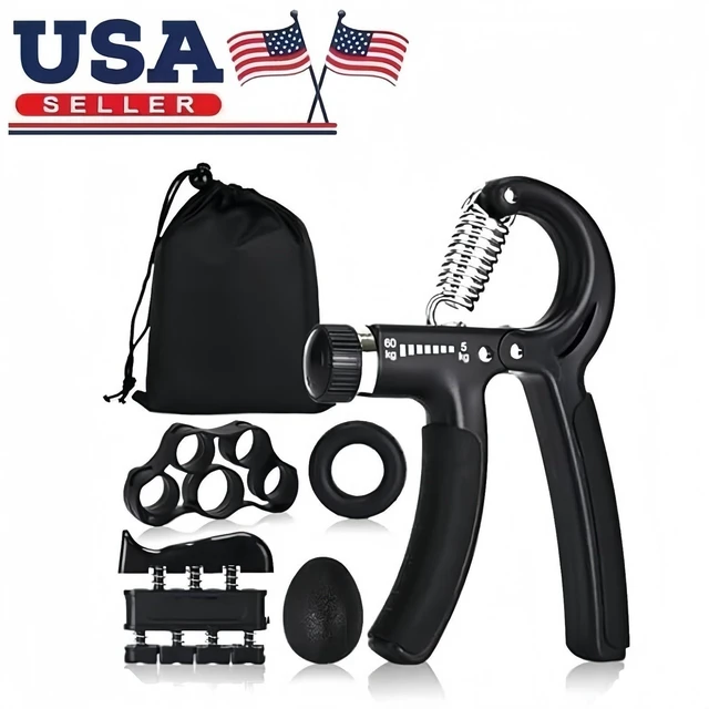 Main image of Idealforce 5 Pack Adjustable Hand Grip Strengthener Kit, 11-132Lbs Resistance Forearm Power Trainer, Hand Gripper Exerciser for Muscle Building, Hand Recovery & Home Gym Workout Training