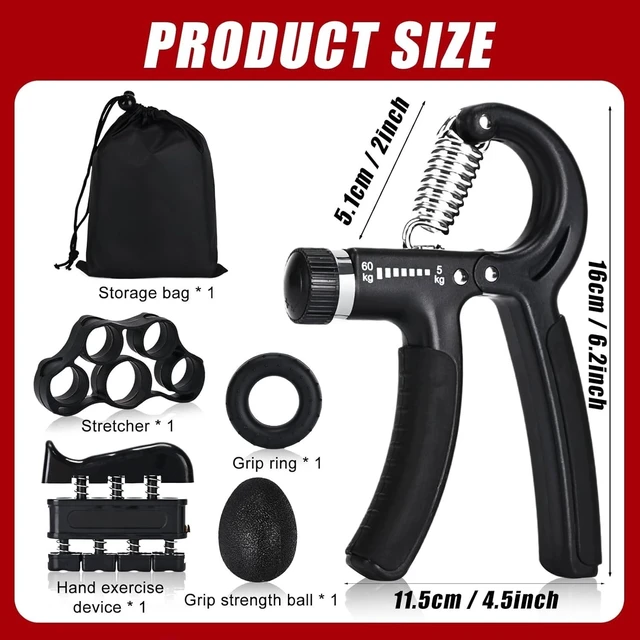 Alt view image 5 of 7 - Idealforce 5 Pack Adjustable Hand Grip Strengthener Kit, 11-132Lbs Resistance Forearm Power Trainer, Hand Gripper Exerciser for Muscle Building, Hand Recovery & Home Gym Workout Training