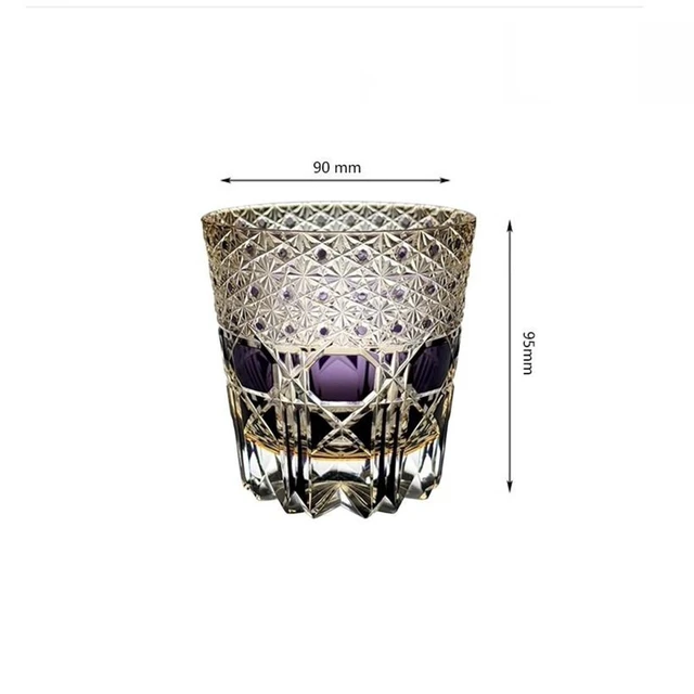 Alt view image 4 of 4 - Idealforce Amethyst Edo Kiriko Whiskey Glass, Hand-Carved High-End Crystal Wine Cup, Elegant Handcrafted Edo Kiriko Crystal Glass for Whiskey, Wine, Bourbon and Home Bar Drinking Decor