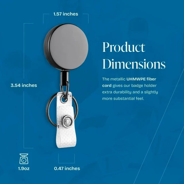 Alt view image 3 of 7 - Idealforce 2 Pack Heavy Duty Metal Retractable Badge Reel, ID Card Holder with Belt Clip, Fiber Pull Cord & Keychain, Steel Wire Retractable Key Reel for Office, Staff ID Badge and Daily Use