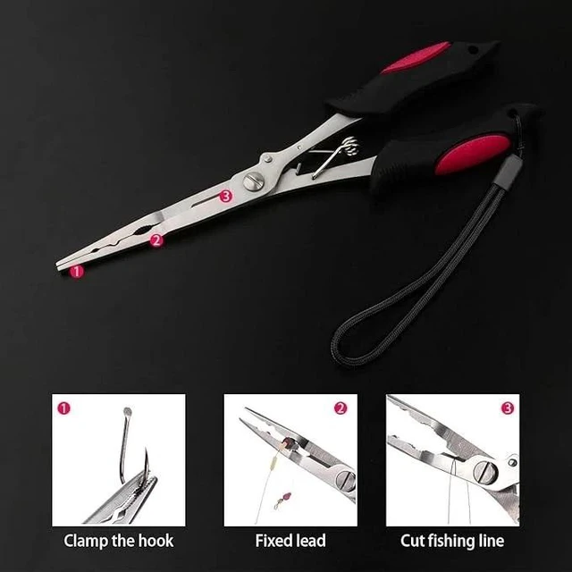 Alt view image 5 of 7 - Idealforce Stainless Steel Long Nose Fishing Pliers, Multifunctional Fishing Gear with Hook Remover & Braid Line Cutter, Comes with Protective Sheath and Safety Lanyard for Saltwater & Freshwater Fish