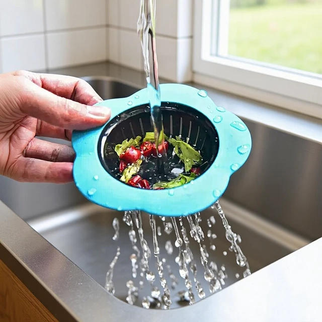 Alt view image 3 of 7 - Idealforce 4 Pack 4.5 Inch Flower Shaped Silicone Kitchen Sink Strainer, Large Wide Rim Sink Drain Filter, Debris Remover Drain Catcher, Easy to Clean Sink Drain Strainer for Kitchen Sink
