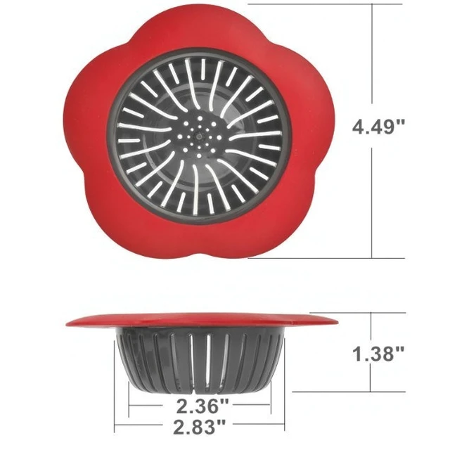 Alt view image 6 of 7 - Idealforce 4 Pack 4.5 Inch Flower Shaped Silicone Kitchen Sink Strainer, Large Wide Rim Sink Drain Filter, Debris Remover Drain Catcher, Easy to Clean Sink Drain Strainer for Kitchen Sink