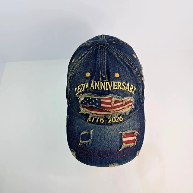 Alt view image 2 of 4 - Idealforce America 250th Anniversary Patriotic Baseball Cap, Vintage Distressed Washed Denim Hat, USA 1776-2026 Commemorative Denim Hat, Adjustable Classic Patriotic Hat for Men Women Daily Wear