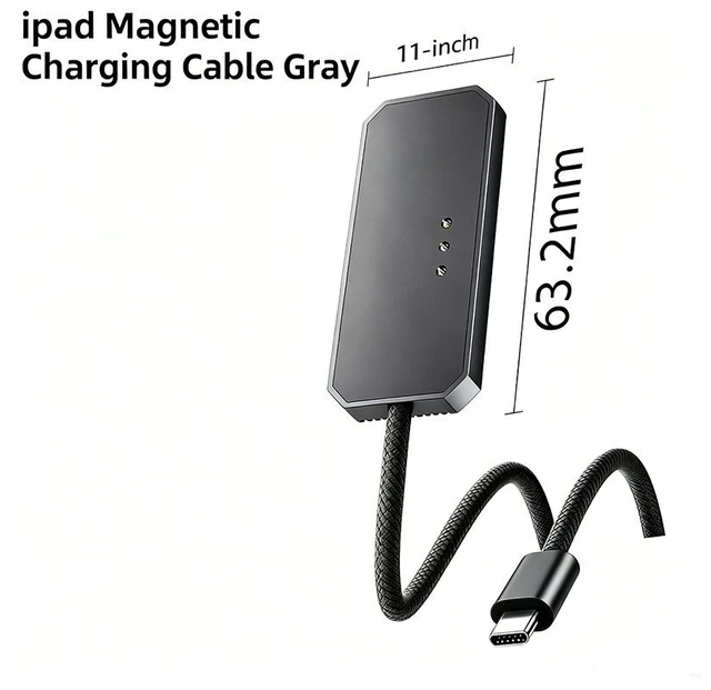 Alt view image 3 of 7 - Idealforce 35W Fast Magnetic Wireless Charging Cable, Back-Contact Smart Connector Charger 6.56ft Cord for iPad Pro 11 Inch M5 (2025) / M4 (2024), Portable Tablet Fast Charge Wire