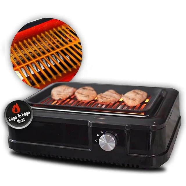 Alt view image 2 of 7 - Idealforce 1650W Smokeless Electric BBQ Grill, Portable Non-Stick Tabletop Barbecue Griddle Hot Plate, Indoor & Outdoor Use Electric Cooker for Home BBQ Cooking