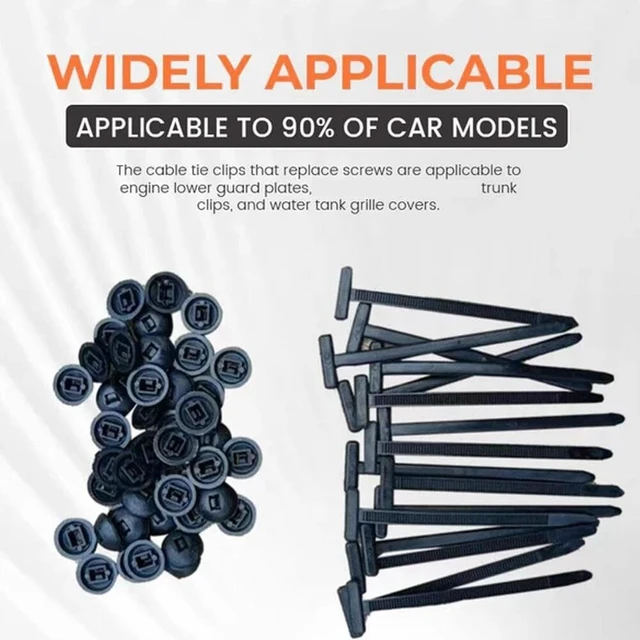 Alt view image 6 of 7 - Idealforce 100pcs Nylon Universal Car Cable Tie Buckle, Locking Zip Ties Holder with Pin & Button, Automotive Wire Fastener Clips for Vehicle Cable Management and Wiring Organization