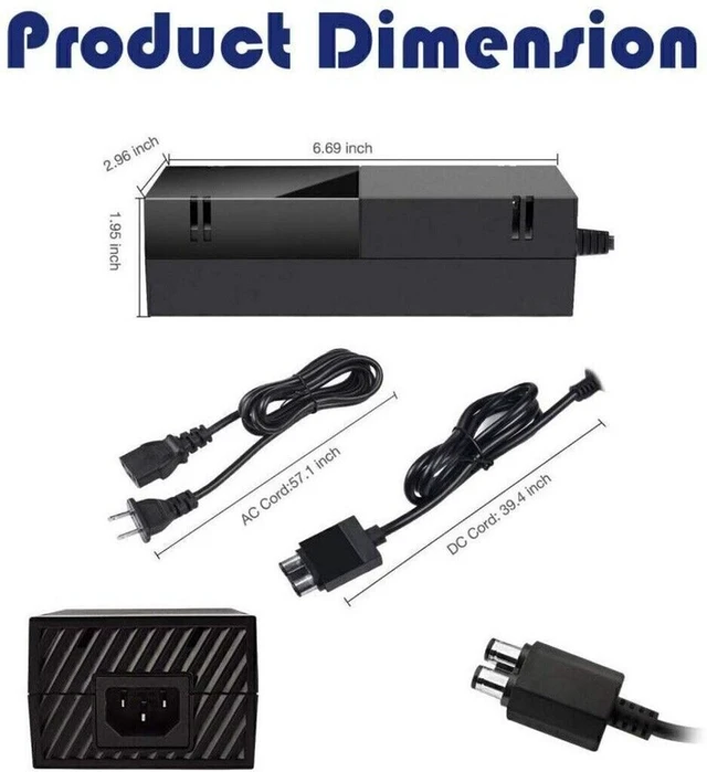 Alt view image 5 of 7 - Idealforce AC Adapter Power Supply Brick with Power Cord for Microsoft Xbox One Console, 100-240V Universal PSU Charger Replacement for Xbox One Gaming Console