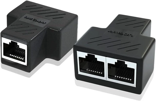 Main image of Idealforce 2 Pack RJ45 Ethernet Splitter Adapter, 1 In 2 Out High Speed LAN Cable Connector, Compatible with Cat5, Cat5e, Cat6 and Cat7 Network Wires for Home Network