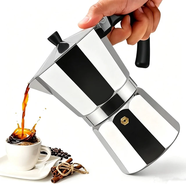 Alt view image 2 of 7 - Idealforce 100ML 2 Cups Aluminum Moka Pot, Italian Stovetop Espresso Maker, Portable Coffee Percolator for Gas Stove, Classic Coffee Brewer for Home Brewing, Camping & Outdoor Coffee Making US Stock