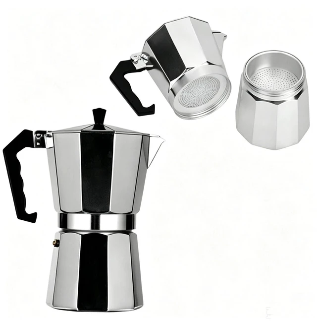 Alt view image 5 of 7 - Idealforce 100ML 2 Cups Aluminum Moka Pot, Italian Stovetop Espresso Maker, Portable Coffee Percolator for Gas Stove, Classic Coffee Brewer for Home Brewing, Camping & Outdoor Coffee Making US Stock