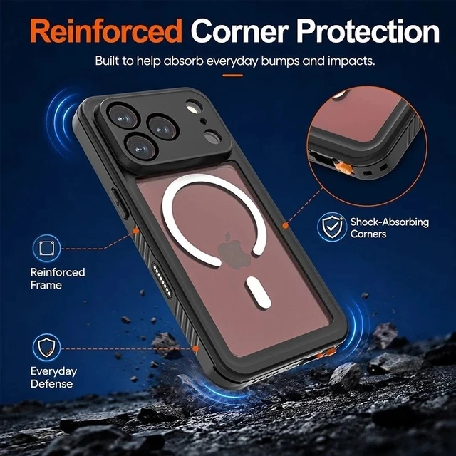Alt view image 6 of 7 - Idealforce IP68 Waterproof Case for iPhone 17 Pro Max & iPhone 18 Pro Max, MagSafe Supported Heavy Duty Rugged Full Cover, Shockproof Waterproof Protective Phone Cover for Daily and Outdoor Use