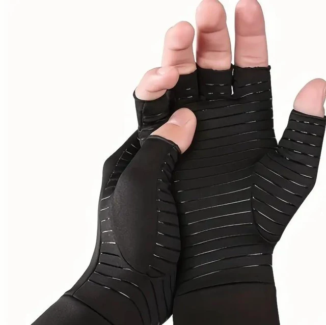 Main image of Idealforce Copper Infused Open Finger Compression Gloves, Arthritis Hand Support for Joint Pain Relief, Comfort Gloves to Ease Carpal Tunnel Discomfort Size M