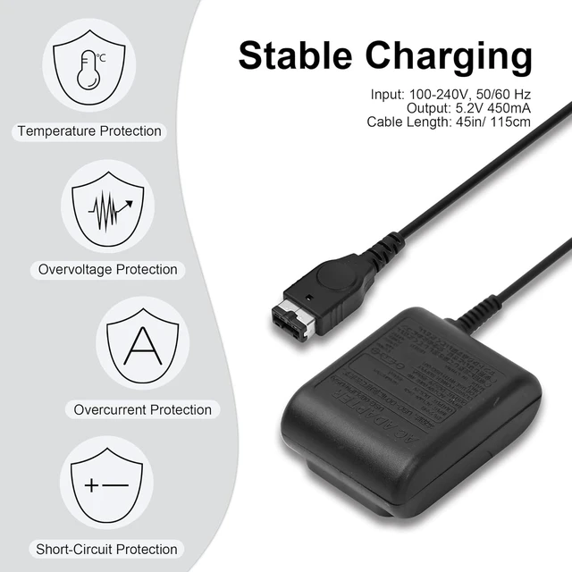 Alt view image 5 of 7 - Idealforce Wall AC Adapter Charger Cable, Home Travel Power Supply for Nintendo DS NDS Game Boy Advance GBA SP NTR-002, Portable Wall Charger for Game Console