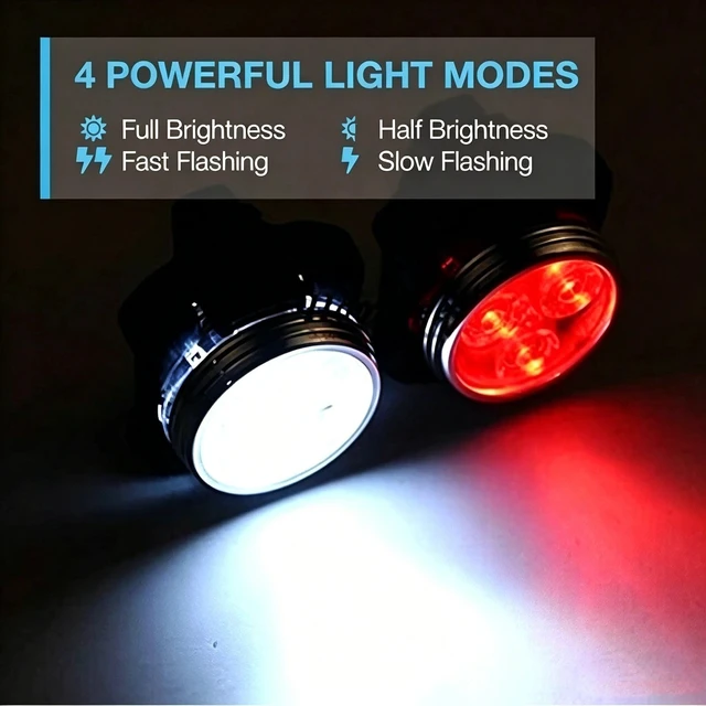 Alt view image 4 of 6 - Idealforce 4 Set USB Rechargeable LED MTB Bicycle Light Set, Mountain Bike Front Headlight and Rear Lamp, Cycling LED Torch Front & Rear Lights for Racing Bike Night Riding