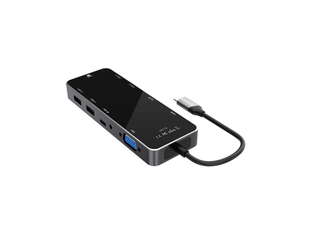 Alt view image 2 of 7 - Idealforce 10 in 1 USB-C Multiport Hub Adapter, 4K HDMI VGA, 100W PD Charging, USB 2.0/3.0 Ports, RJ45 LAN Ethernet, SD TF Card Reader for Type-C Laptops