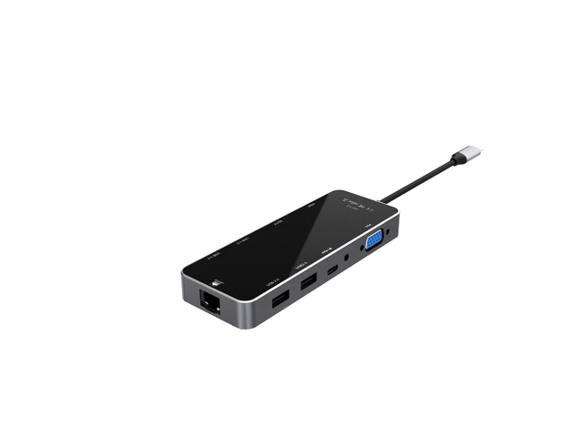Alt view image 4 of 7 - Idealforce 10 in 1 USB-C Multiport Hub Adapter, 4K HDMI VGA, 100W PD Charging, USB 2.0/3.0 Ports, RJ45 LAN Ethernet, SD TF Card Reader for Type-C Laptops
