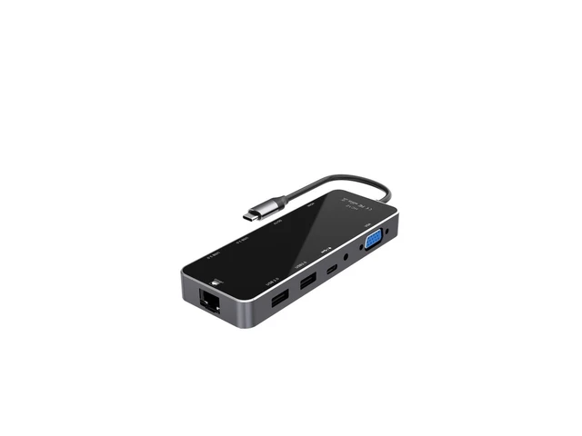 Alt view image 5 of 7 - Idealforce 10 in 1 USB-C Multiport Hub Adapter, 4K HDMI VGA, 100W PD Charging, USB 2.0/3.0 Ports, RJ45 LAN Ethernet, SD TF Card Reader for Type-C Laptops