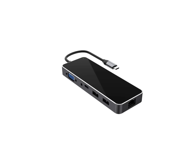 Alt view image 6 of 7 - Idealforce 10 in 1 USB-C Multiport Hub Adapter, 4K HDMI VGA, 100W PD Charging, USB 2.0/3.0 Ports, RJ45 LAN Ethernet, SD TF Card Reader for Type-C Laptops