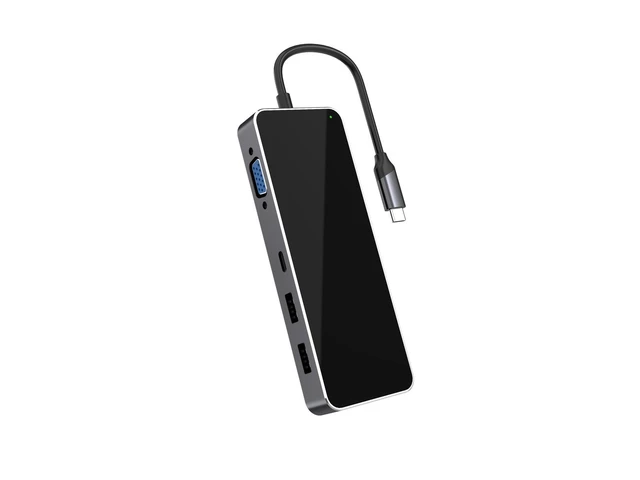 Alt view image 7 of 7 - Idealforce 10 in 1 USB-C Multiport Hub Adapter, 4K HDMI VGA, 100W PD Charging, USB 2.0/3.0 Ports, RJ45 LAN Ethernet, SD TF Card Reader for Type-C Laptops