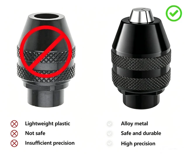 Alt view image 4 of 7 - Idealforce 2 Pack Keyless Drill Chuck Quick Change Adapter for Dremel Rotary Tools 4486, Fits 3000 395 4000 398 8200 400 300 200 780 770 750, 1/32"-1/8" Bit Holder Collet