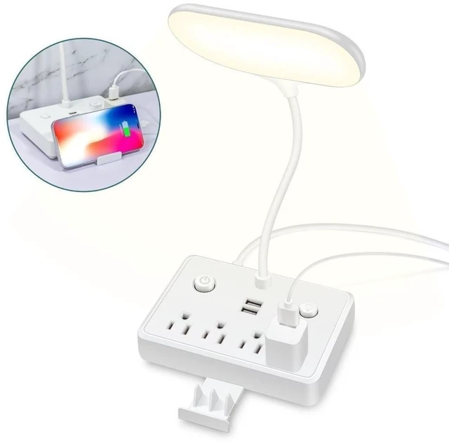 Main image of Idealforce Adjustable LED Desk Lamp with Built-in Power Strip, 4 AC Outlets & 2 USB Charging Ports, 4ft Extension Cord, US Plug Multi-functional Table Light for Home Office