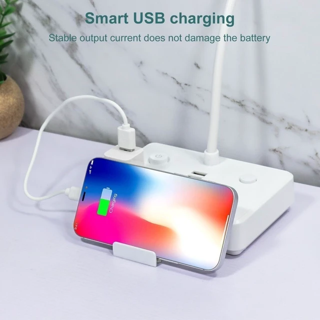 Alt view image 4 of 7 - Idealforce Adjustable LED Desk Lamp with Built-in Power Strip, 4 AC Outlets & 2 USB Charging Ports, 4ft Extension Cord, US Plug Multi-functional Table Light for Home Office