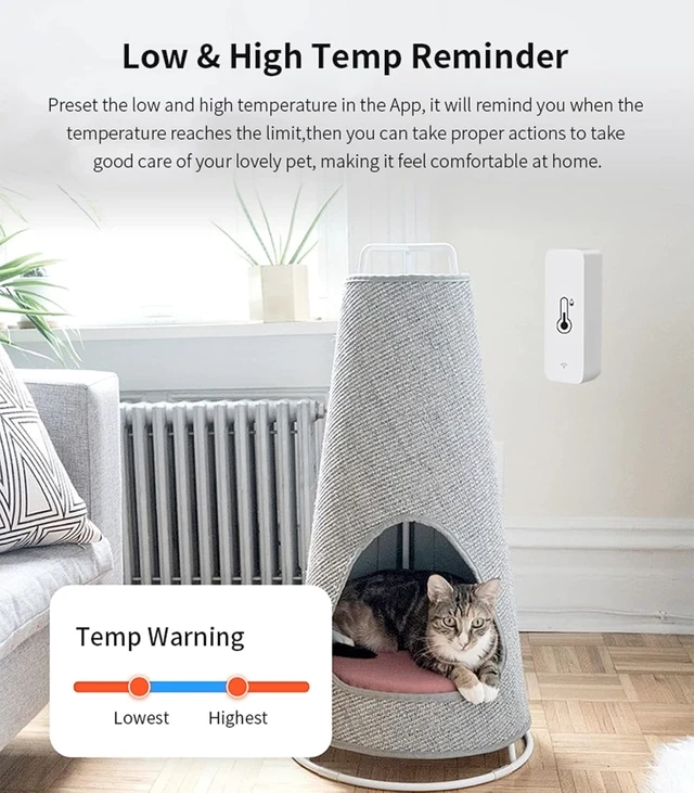 Alt view image 2 of 7 - Idealforce WiFi Wireless Temperature Humidity Sensor, Smart Thermometer Hygrometer Detector, Smart Home Monitoring Device with Mobile App Remote Alert, Real-time Indoor Temperature & Humidity Tracking