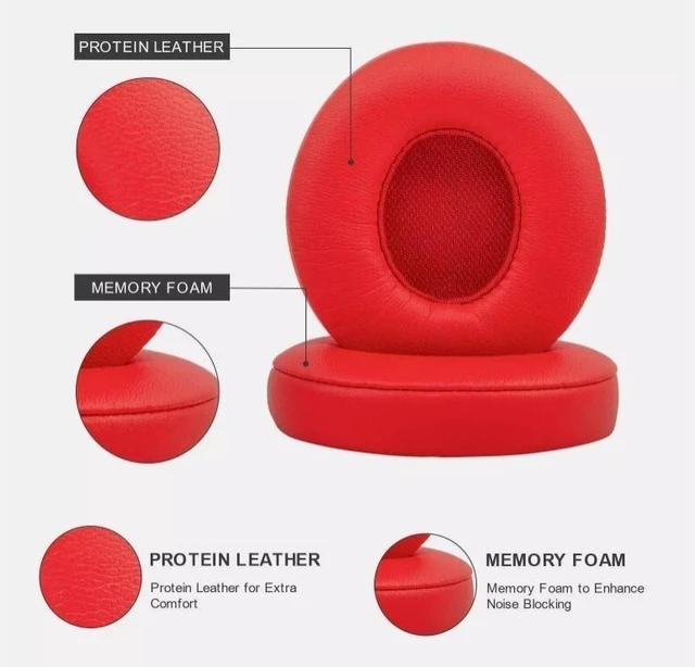Alt view image 7 of 7 - Idealforce Black Protein Leather Replacement Ear Pads Cushion, Headphone Earpads Compatible with Beats by Dr Dre Solo 2 Solo 3 Wireless and Wired Headsets, Soft Comfort Ear Cushion Replacement Parts