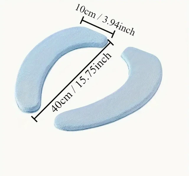 Alt view image 6 of 7 - Idealforce 1 Pair Blue Self Adhesive Toilet Seat Cover Pad, Soft Thicker Warm Washable Reusable Cushion Mat, Waterproof Non Slip Cut to Fit Bathroom Toilet Seat Cushion Cover for Home Bathroom Use