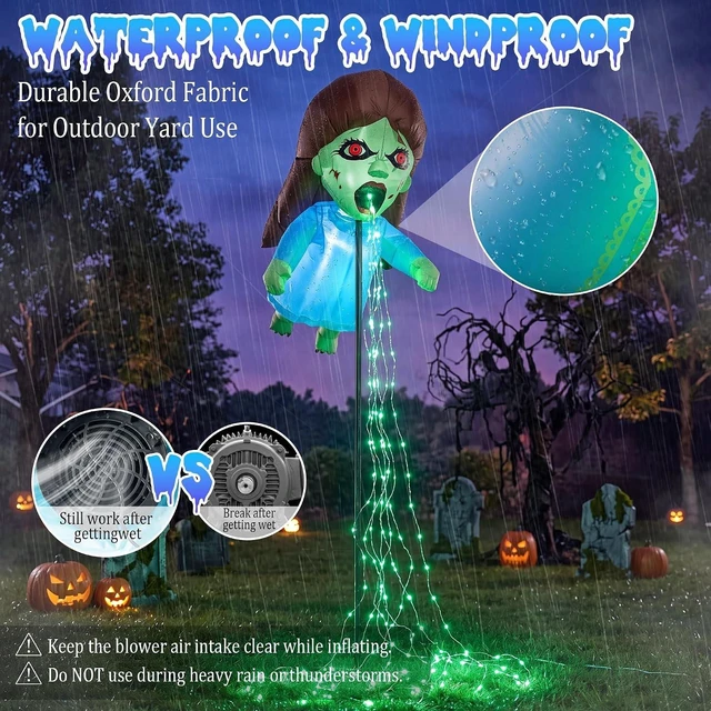 Alt view image 5 of 7 - Idealforce 12.8 Feet Giant Blue Inflatable Floating Ghost Doll, Halloween Blow Up Yard Decor, Spooky Inflatable Prop for Garden Lawn, Outdoor Holiday Halloween Party Decoration Supplies