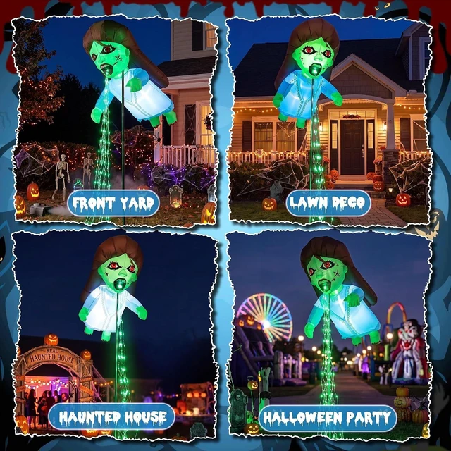 Alt view image 7 of 7 - Idealforce 12.8 Feet Giant Blue Inflatable Floating Ghost Doll, Halloween Blow Up Yard Decor, Spooky Inflatable Prop for Garden Lawn, Outdoor Holiday Halloween Party Decoration Supplies