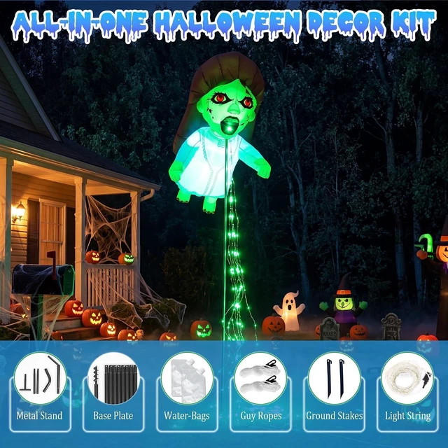 Alt view image 3 of 7 - Idealforce 12.8 Feet Giant Blue Inflatable Floating Ghost Doll, Halloween Blow Up Yard Decor, Spooky Inflatable Prop for Garden Lawn, Outdoor Holiday Halloween Party Decoration Supplies