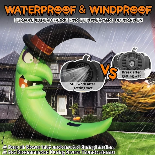 Alt view image 7 of 7 - Idealforce Giant 8.9FT Halloween Inflatable Witch on Moon with Bench, Built-in Green LED Light Lighted Blow Up Decor, Outdoor Yard Lawn Garden Holiday Party Spooky Halloween Inflatable Decoration