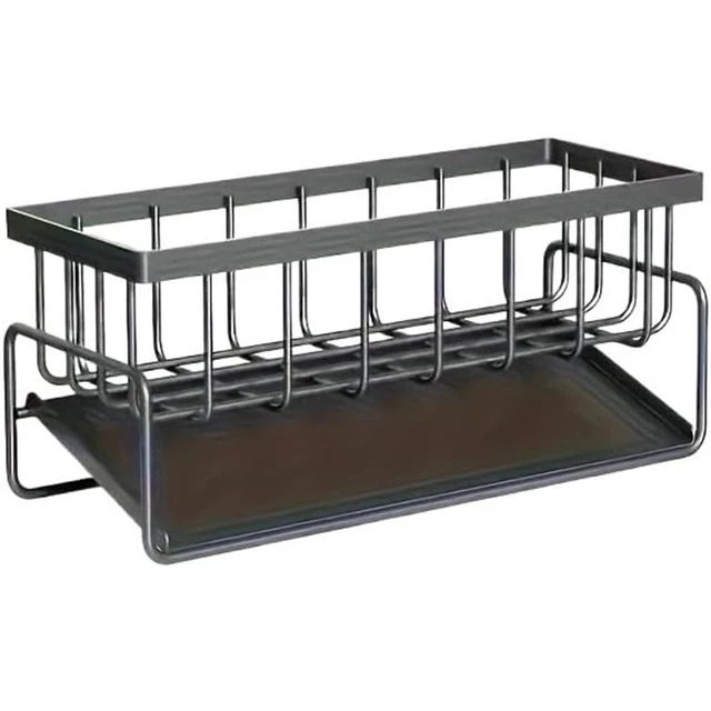 Alt view image 3 of 7 - Idealforce 1-Tier Kitchen Sink Caddy, Multi-purpose Sponge and Brush Holder, Washing Up Organiser Rack with Drainage Design, Countertop Sink Storage Basket for Kitchen Cleaning Supplies